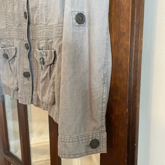 GAP Gray Linen-Blend Cargo Jacket, Size Medium - Picture 5 of 8